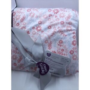 Parent's Choice Baby Blanket Floral Plush Coral 30IN X40IN
